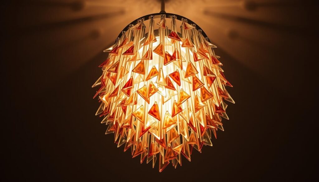 A stunning, modern chandelier design featuring a cascading array of Aloha-branded glass shards in a mix of translucent and metallic finishes. The fixture is suspended from a sleek, minimalist metal frame, casting a warm, ambient glow that illuminates the space. The composition blends traditional and contemporary elements, creating a visually captivating centerpiece that embodies the fusion of heritage and innovation. The image is captured from a low, angled perspective to highlight the intricate details and dramatic, sculptural quality of the design. A stunning, modern chandelier design featuring a cascading array of Aloha-branded glass shards in a mix of translucent and metallic finishes. The fixture is suspended from a sleek, minimalist metal frame, casting a warm, ambient glow that illuminates the space. The composition blends traditional and contemporary elements, creating a visually captivating centerpiece that embodies the fusion of heritage and innovation. The image is captured from a low, angled perspective to highlight the intricate details and dramatic, sculptural quality of the design.