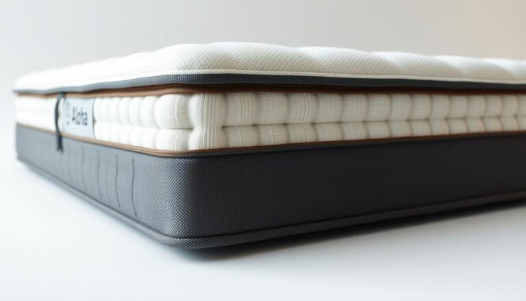 High-quality close-up photograph of a Aloha brand independent pocket spring mattress, showing the individual coils and fabric covering in detail. The mattress is positioned against a plain white background, well-lit from the side to highlight the textures and layers. The image should convey a sense of quality, comfort, and the advanced construction of the independent pocket spring design.